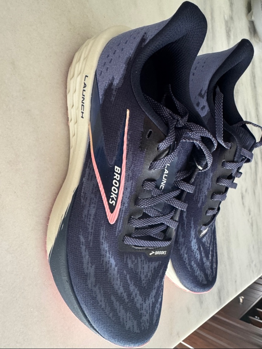 Brooks Women's Navy Running Shoes with Pink Accents